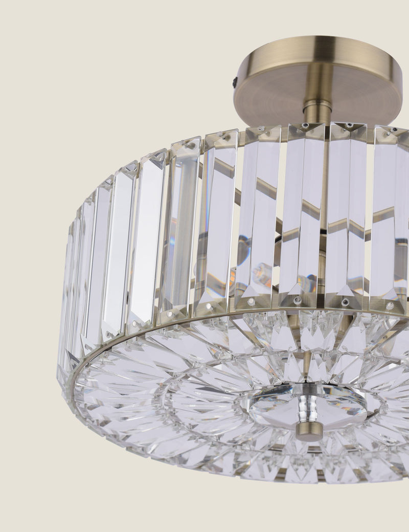 Laura Ashley Fernhurst crystal semi flush ceiling light 34cm, imported from the UK