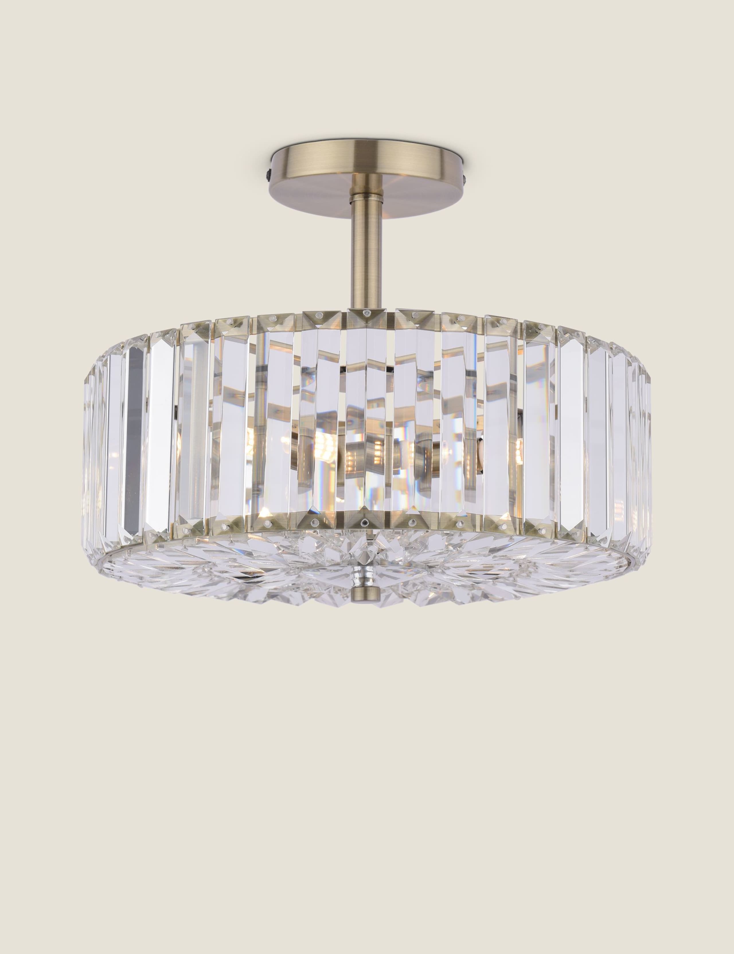 Laura Ashley Fernhurst crystal semi flush ceiling light 34cm, imported from the UK