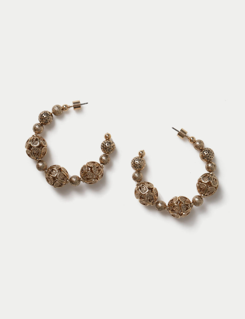 Filigree hoop earrings in zinc alloy (British brand)