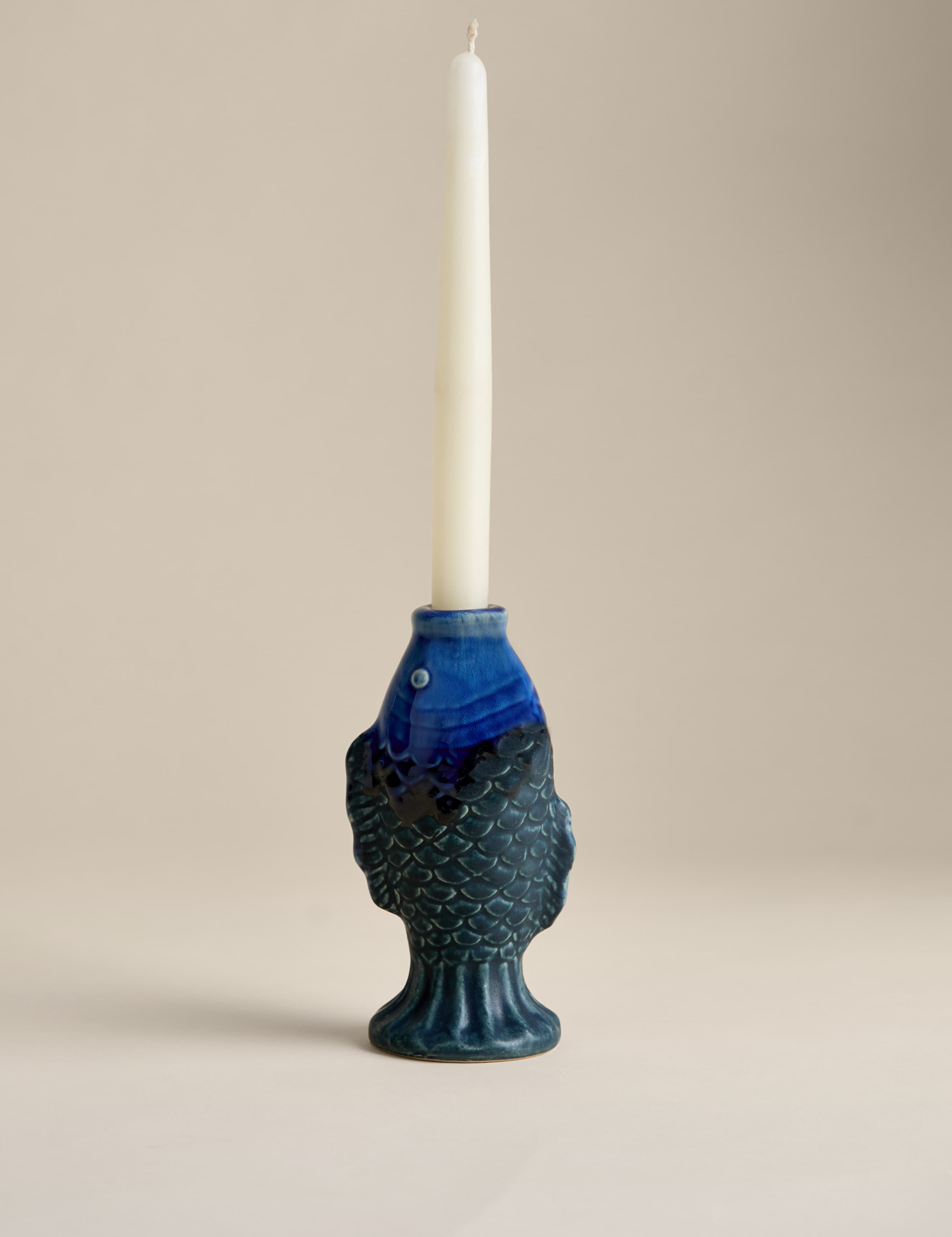 Fish ceramic dinner candle holder 17.4cm (British brand)