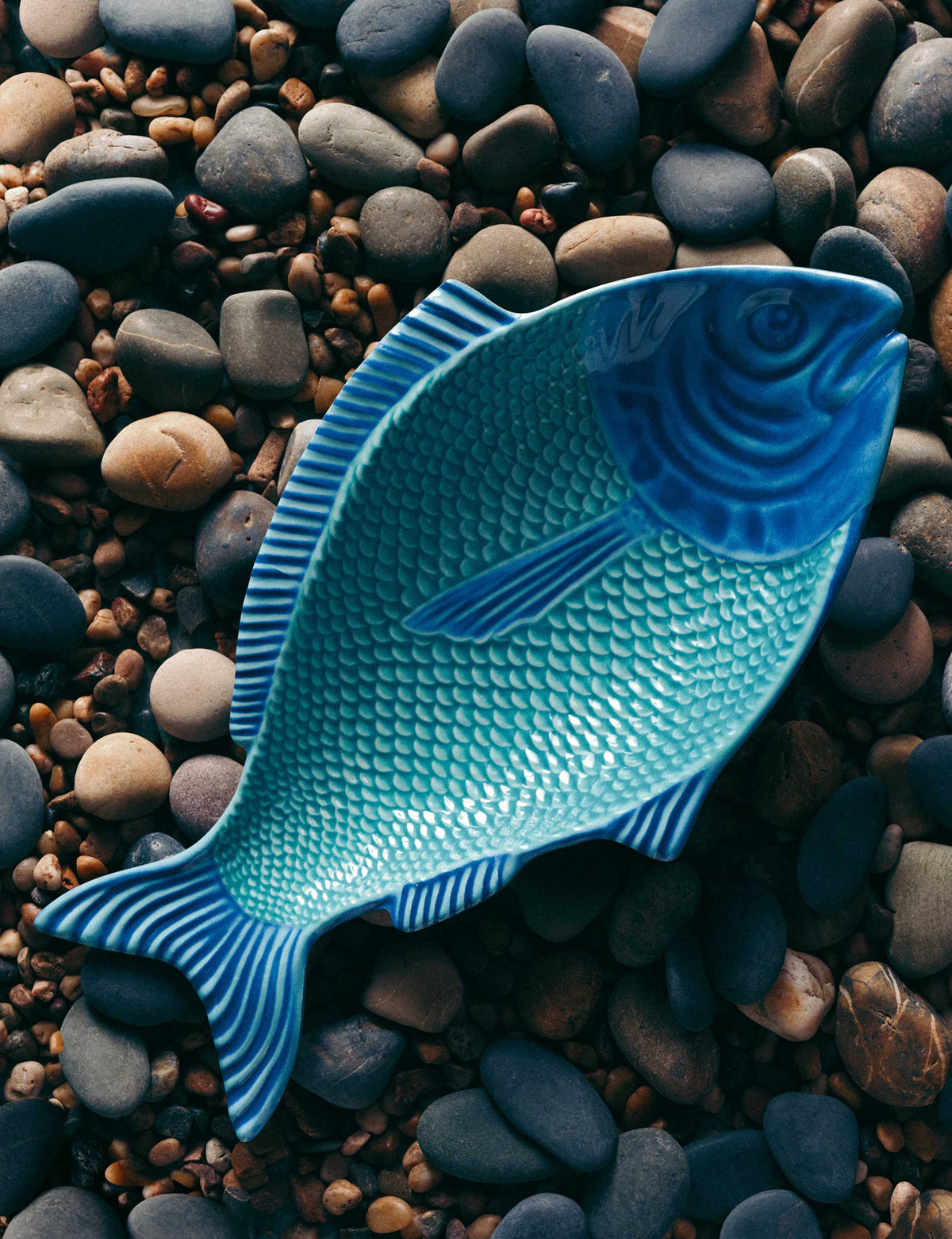 Fish-shaped melamine picnic platter with textured details - British product