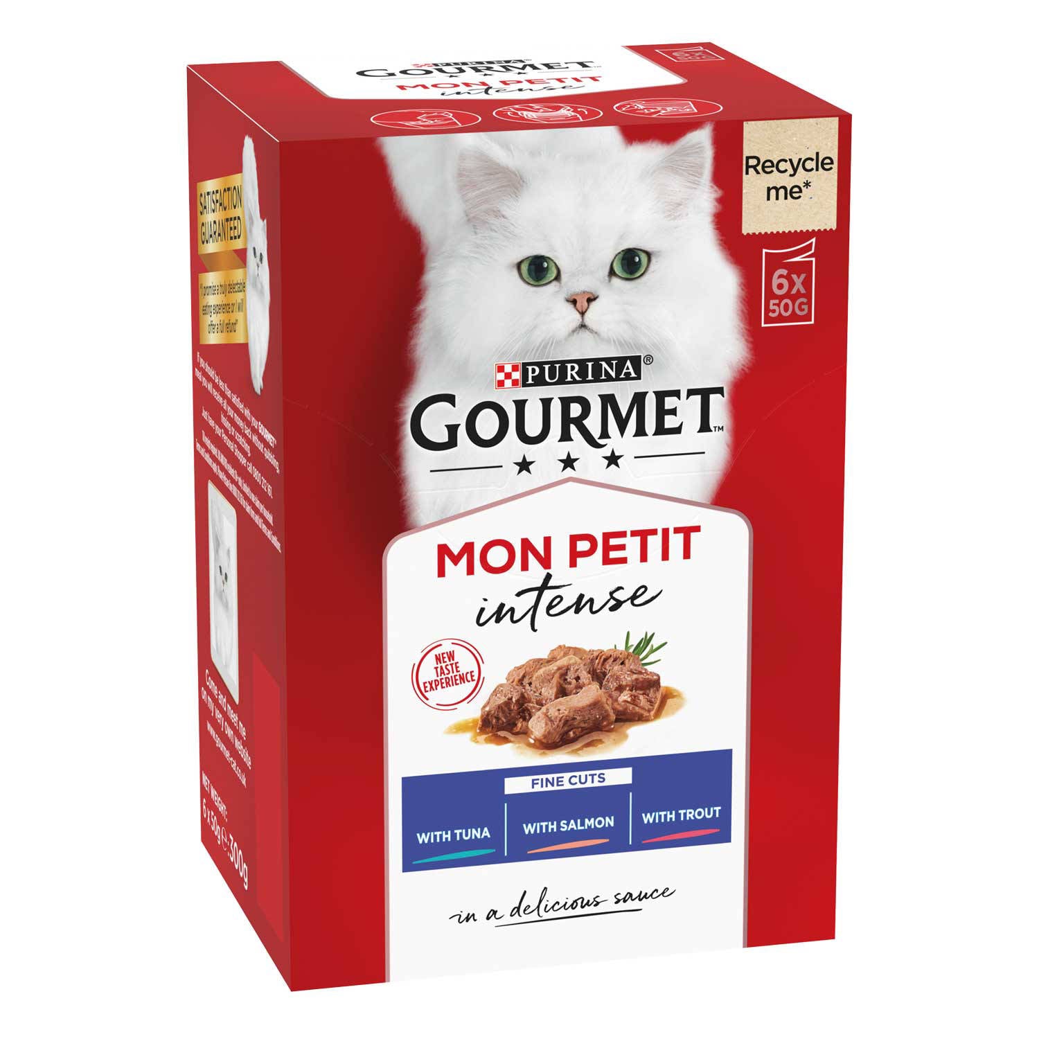 Gourmet fish selection cat pouches 6x50g salmon tuna trout, UK version
