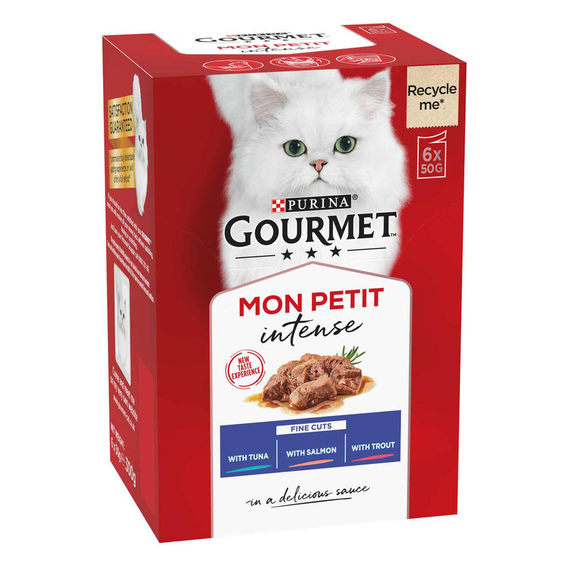 Gourmet fish selection cat pouches 6x50g salmon tuna trout, UK version