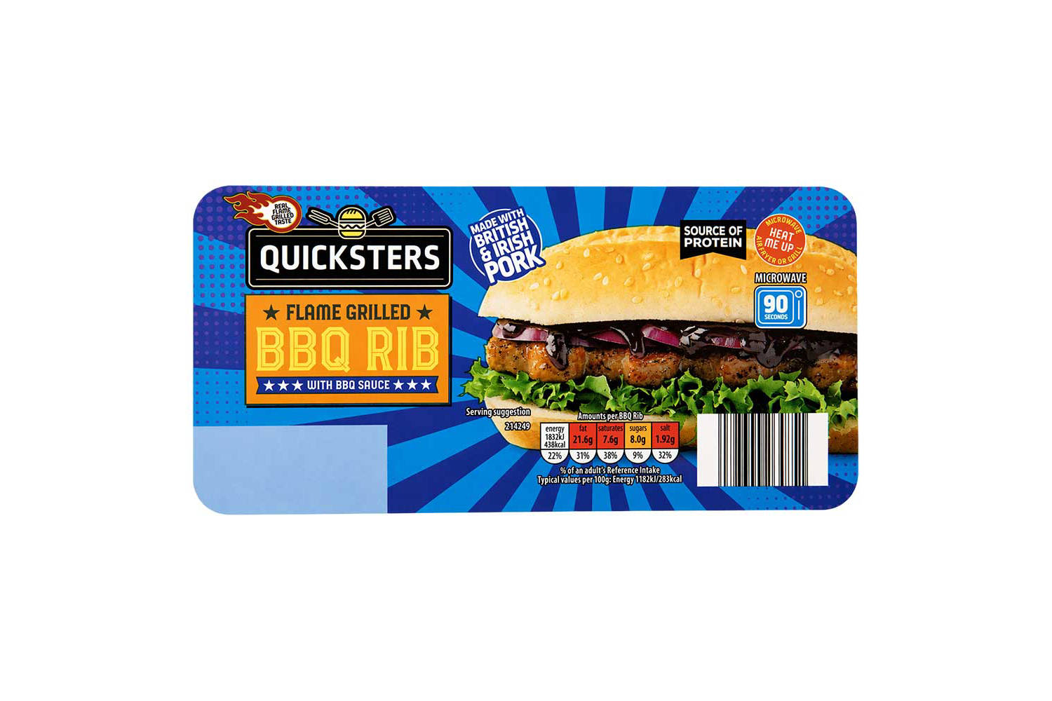 Flame grilled BBQ rib 163g chilled pack - British product