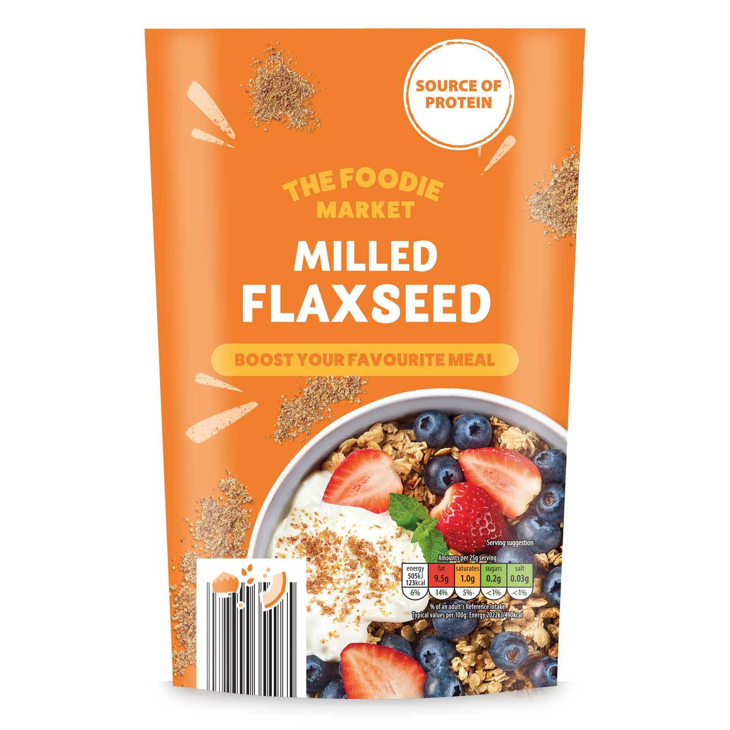 The Foodie Market flaxseed seeds, imported from the UK