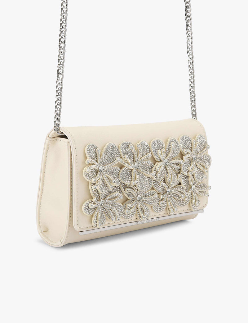 Kurt Geiger floral embellished clutch bag, imported from the UK