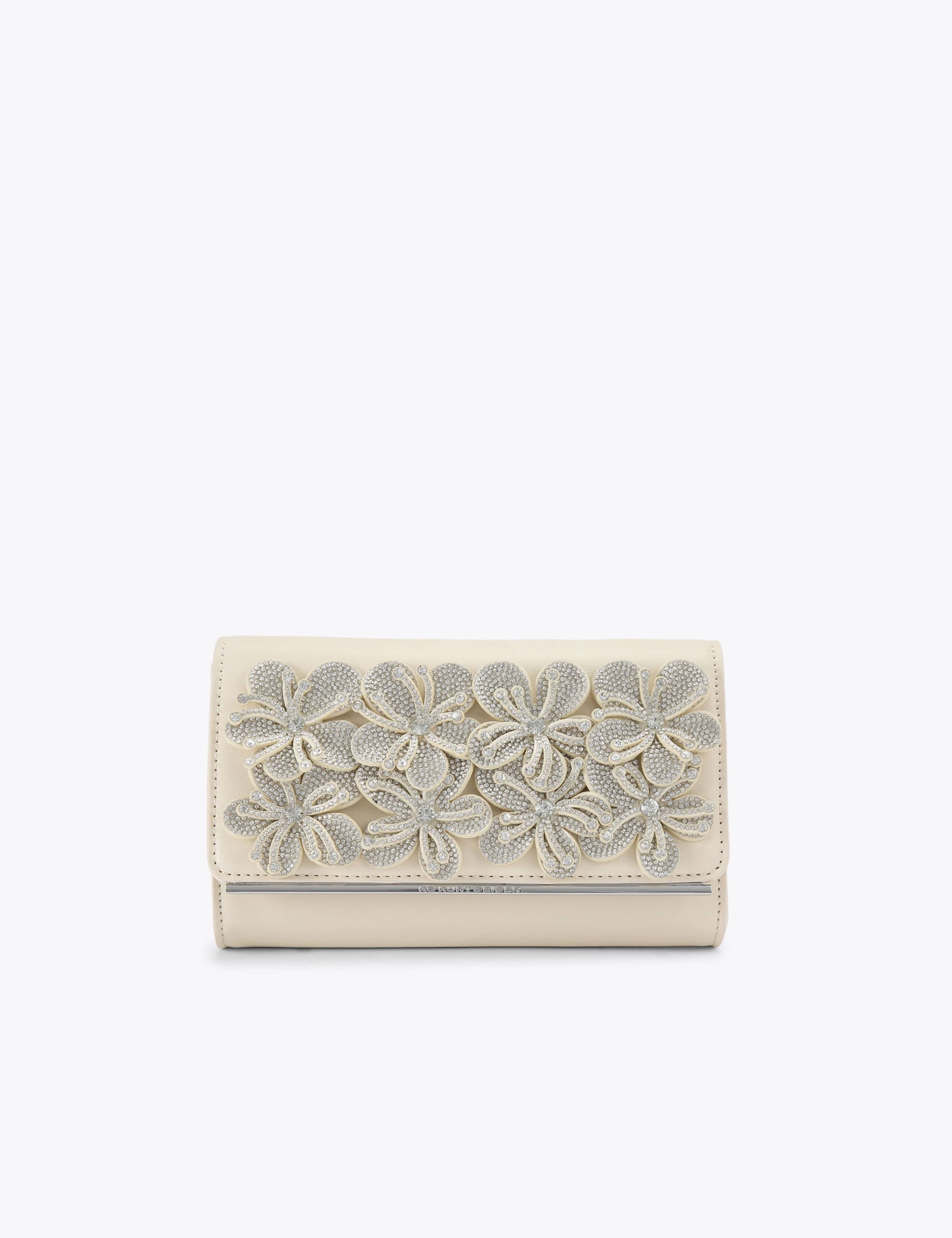Kurt Geiger floral embellished clutch bag, imported from the UK