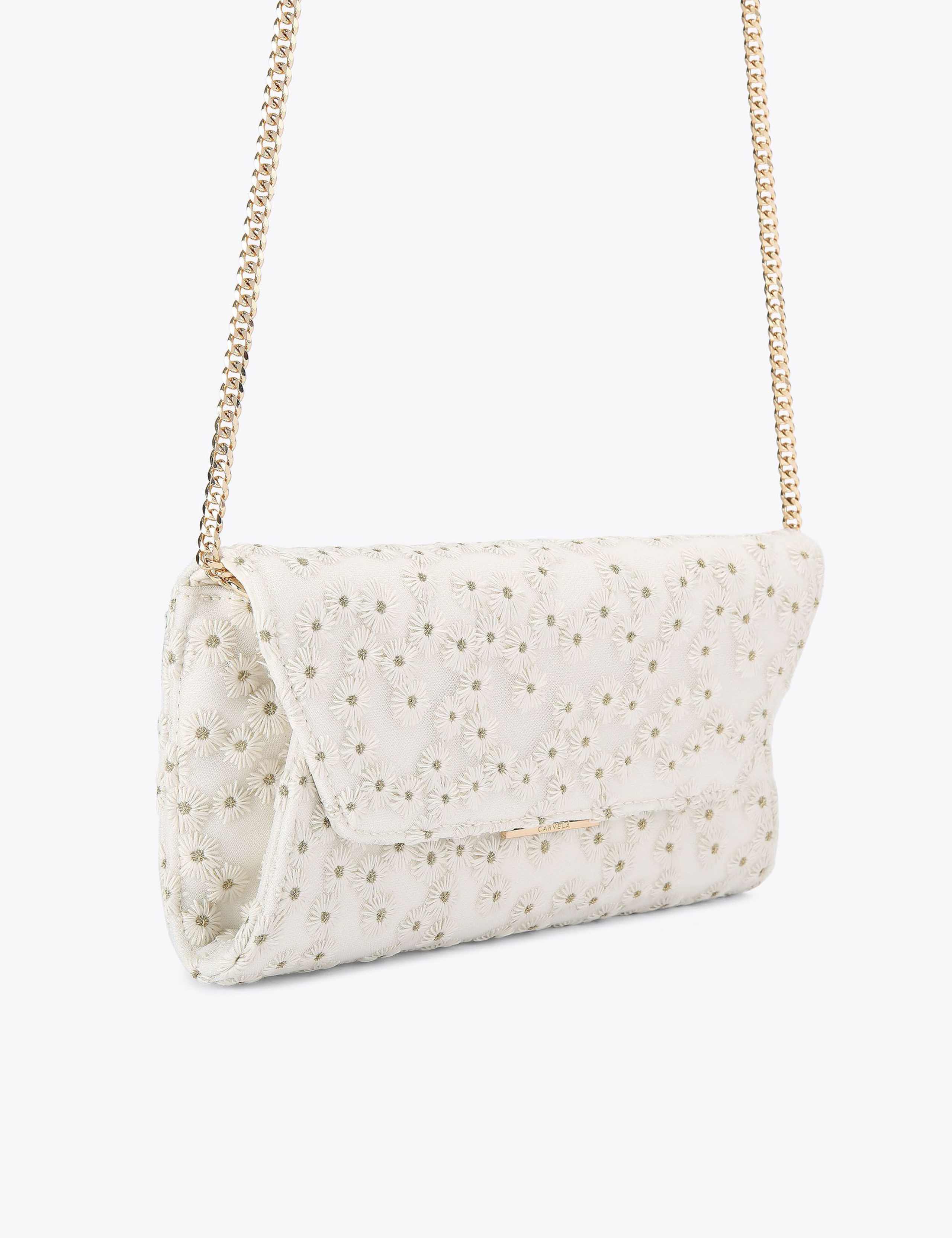Carvela floral embroidered clutch bag, UK version