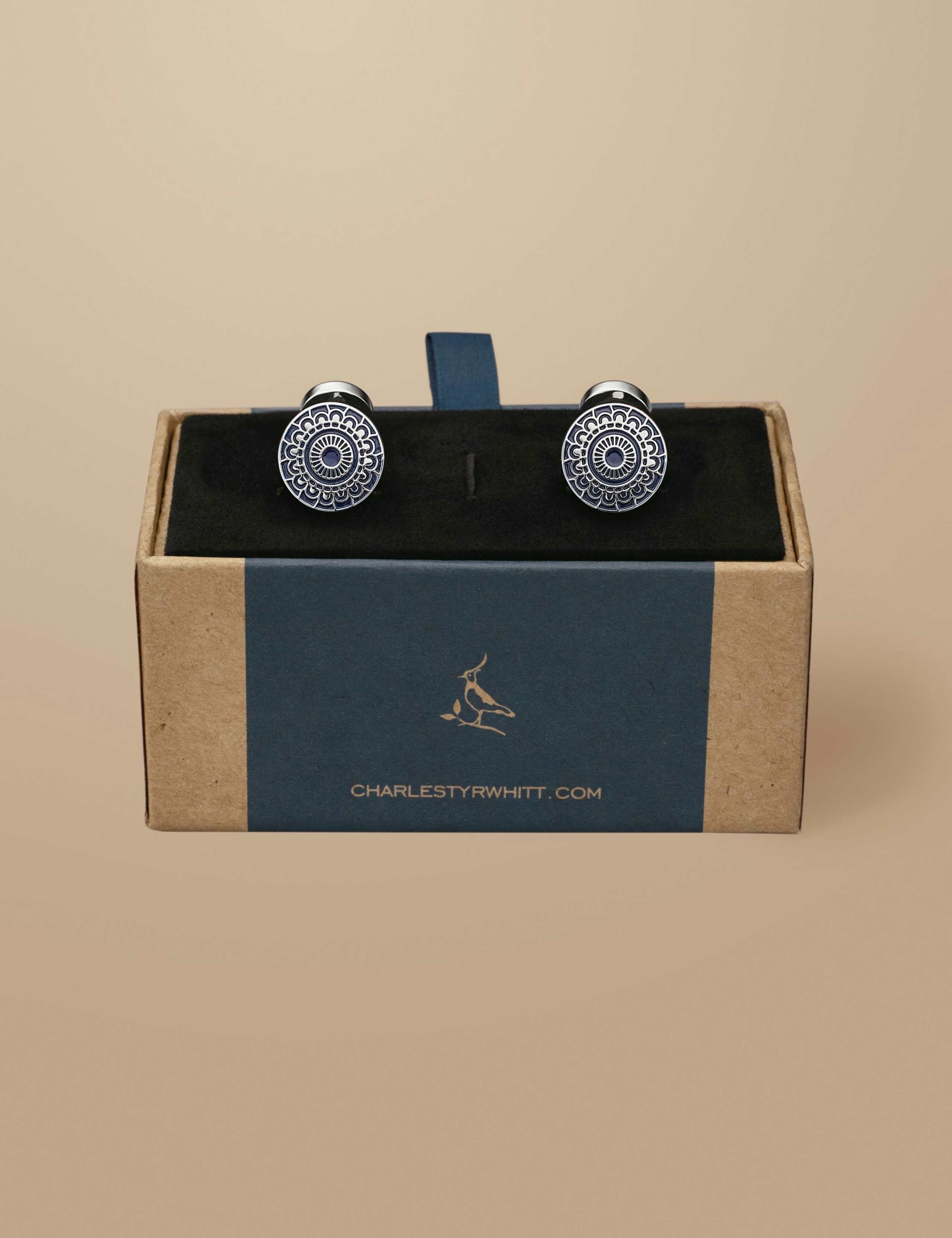Charles Tyrwhitt floral enamel round cufflinks - British product