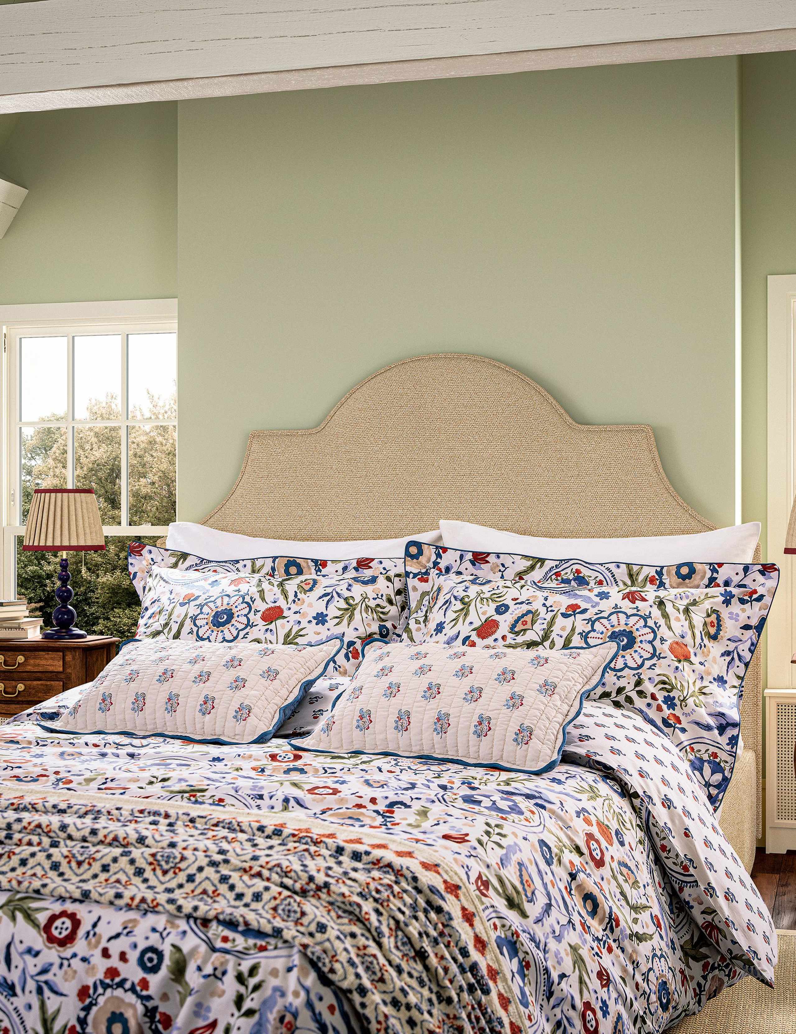 Floral Festival quilted cushion 100% cotton (British brand)