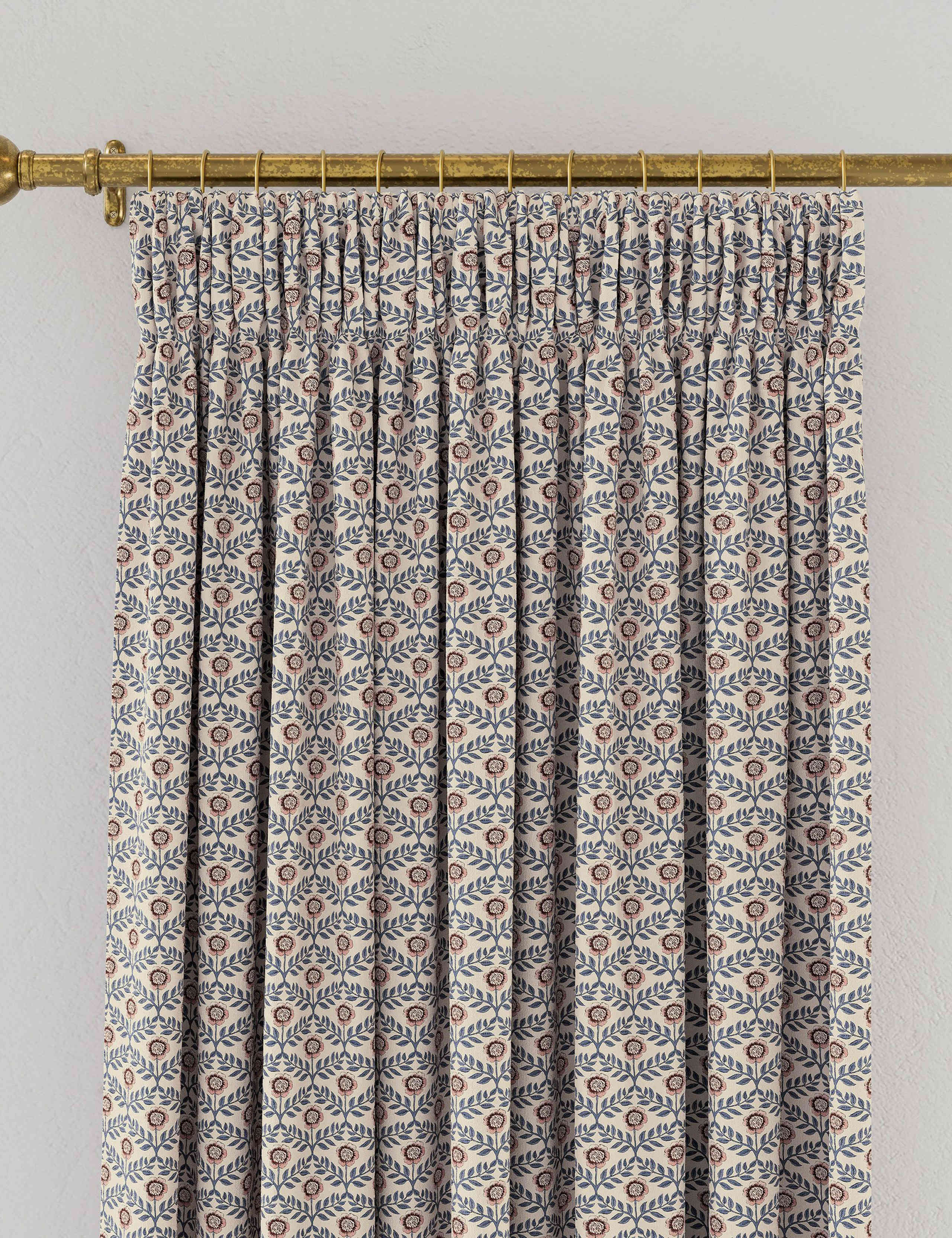 Joules Floral Foulard pure cotton pencil pleat curtains - British product