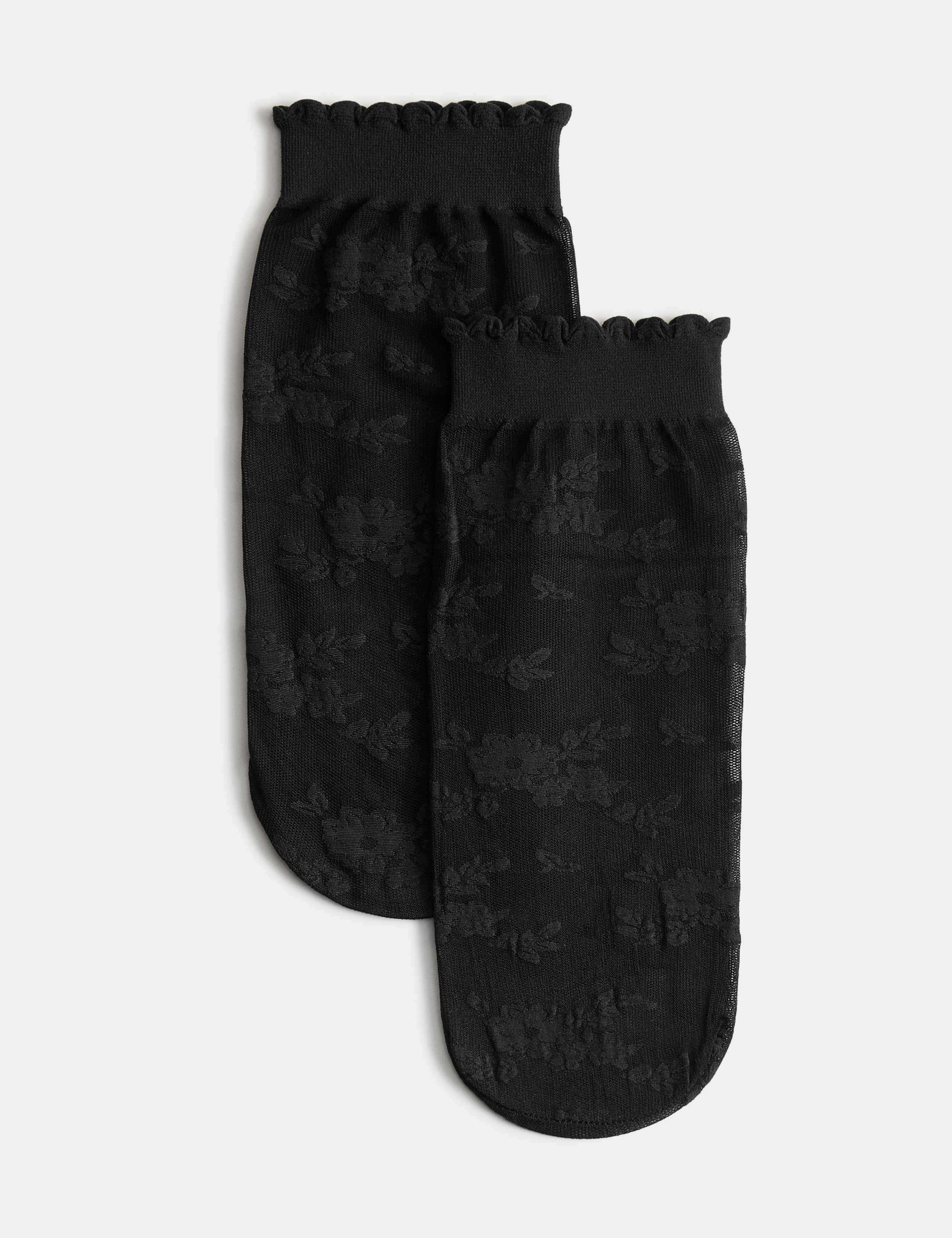 M&S Collection floral lace ankle socks - British product