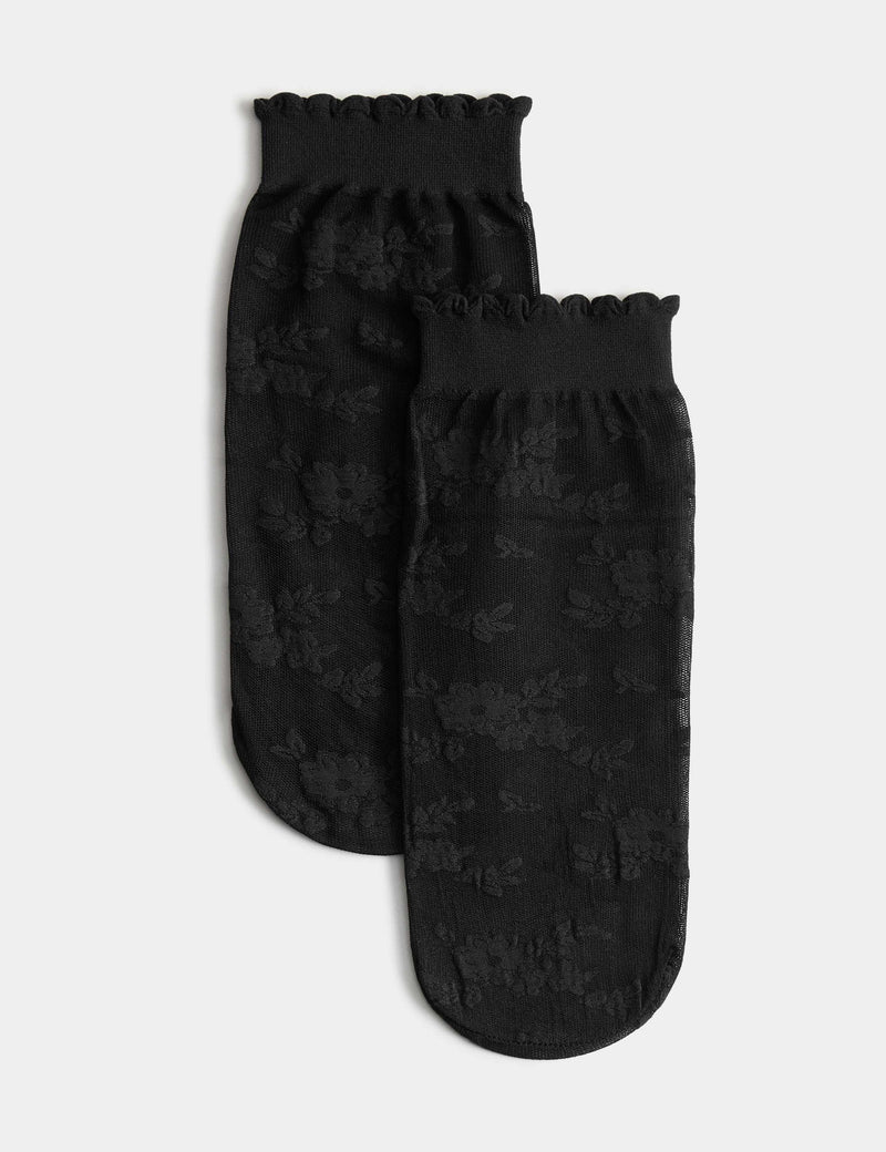 M&S Collection floral lace ankle socks - British product