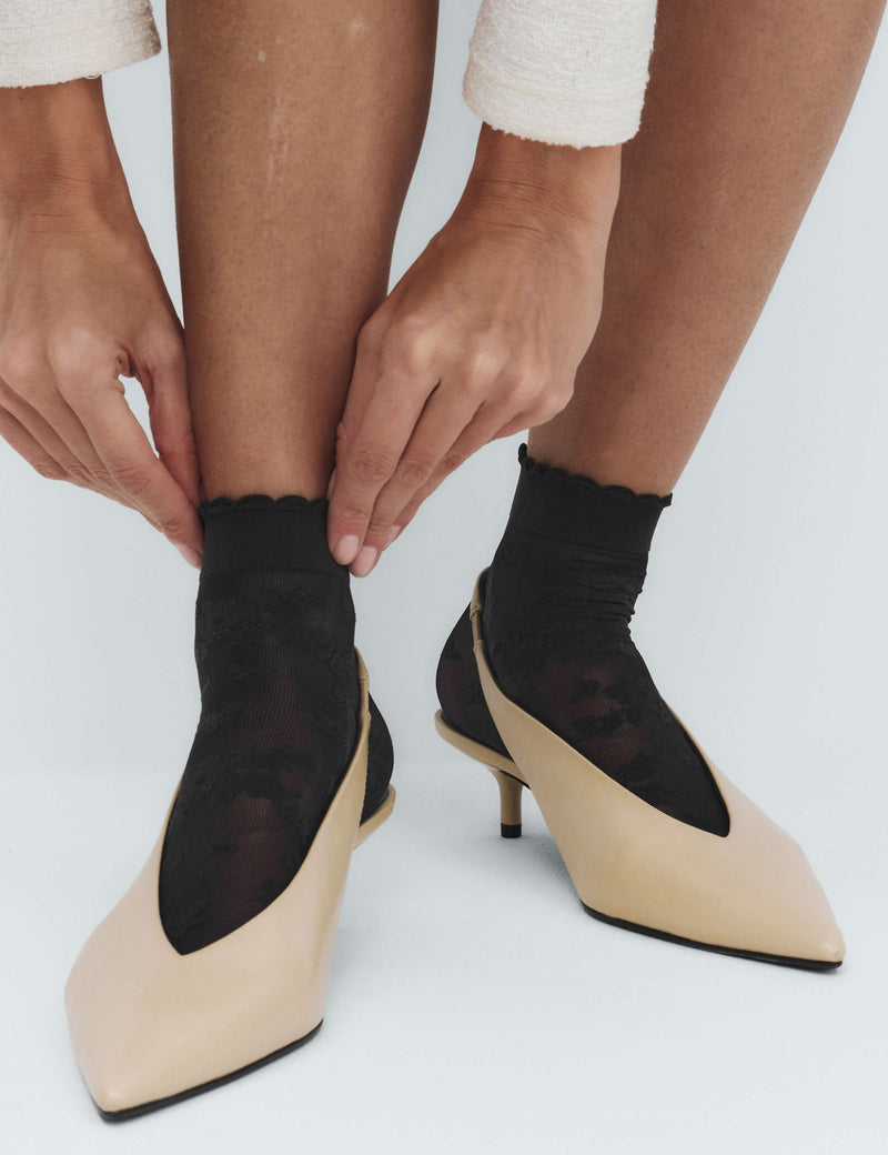 M&S Collection floral lace ankle socks - British product
