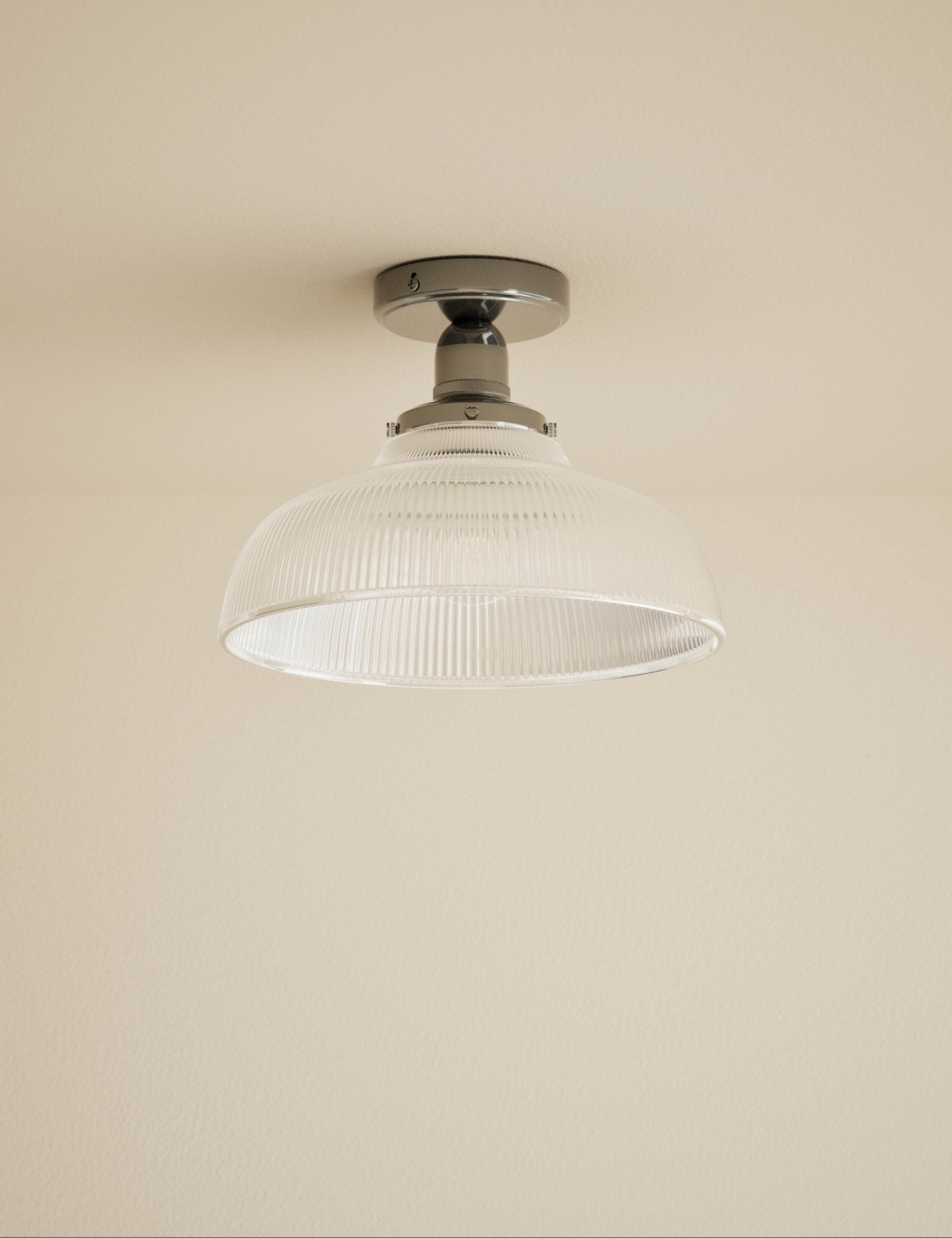 Florence flush ceiling light clear glass shade 30cm - British product