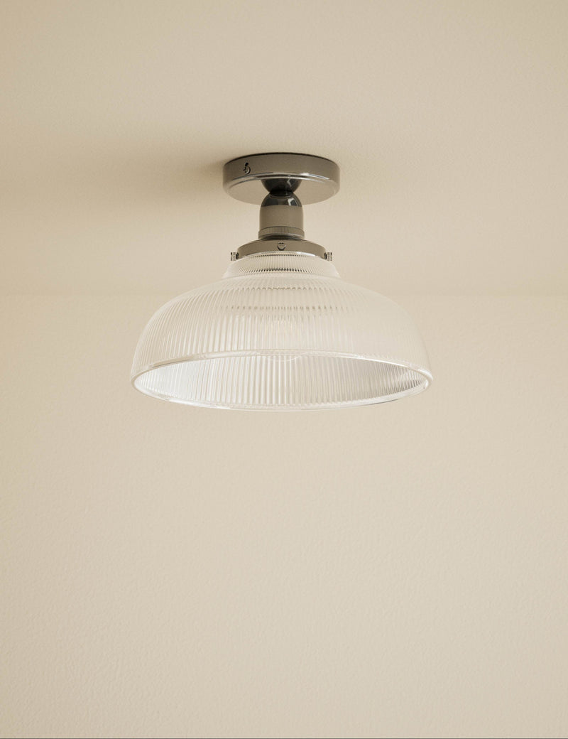 Florence flush ceiling light clear glass shade 30cm - British product