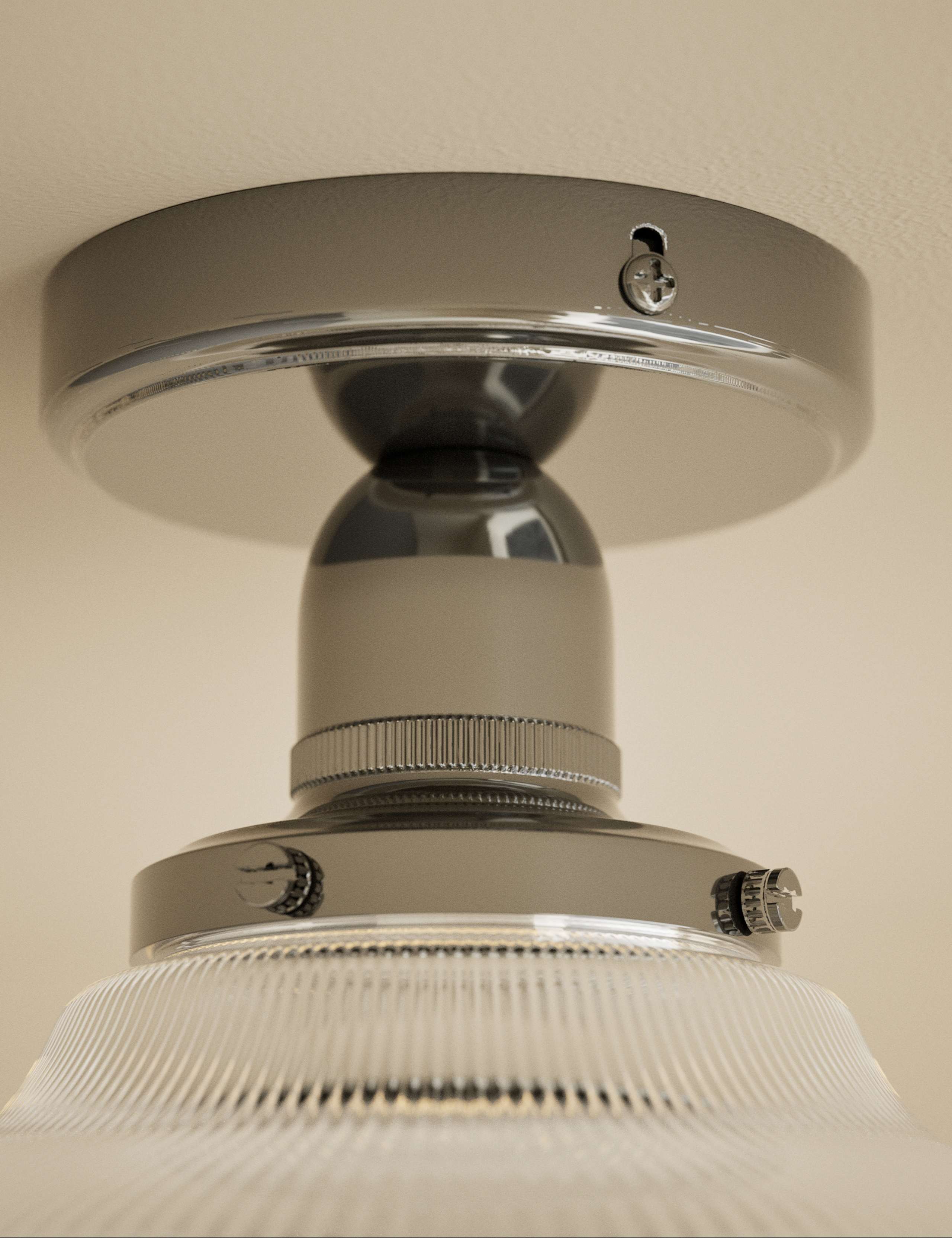 Florence flush ceiling light clear glass shade 30cm - British product