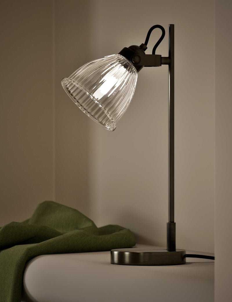 Florence lamp antique brass ribbed glass, imported from the UK