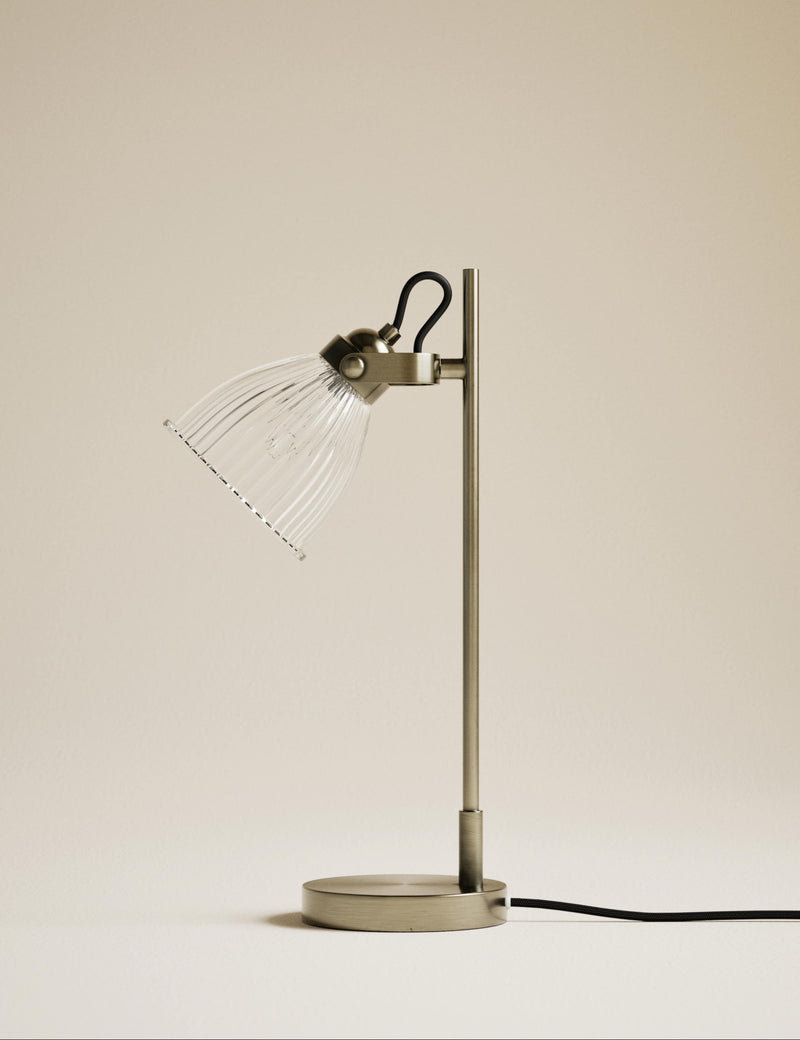 Florence lamp antique brass ribbed glass, imported from the UK