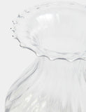 Fluted glass vase with wavy rim 25cm height - British product