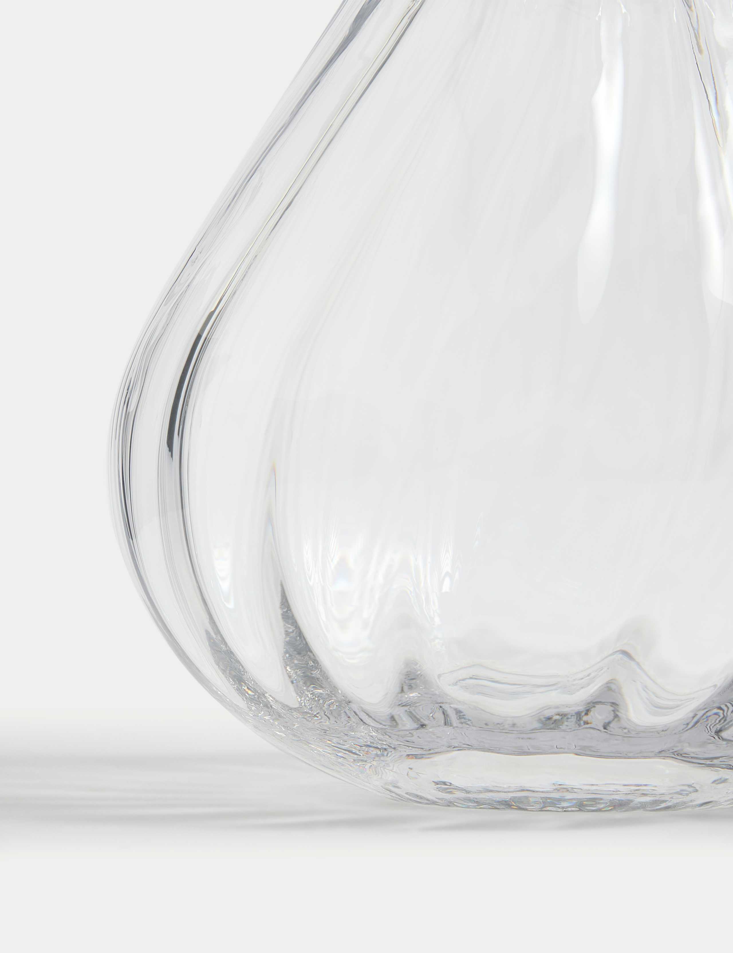 Fluted glass vase with wavy rim 25cm height - British product