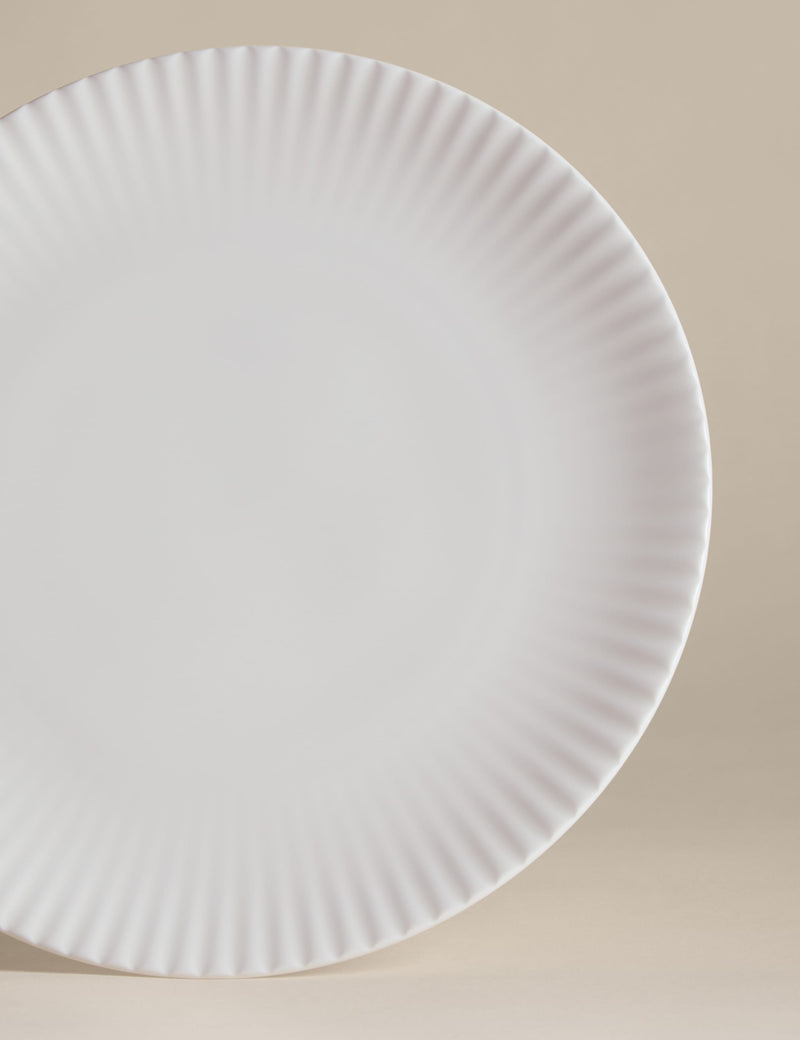 Fluted Hampton dinner plate made from china - British product
