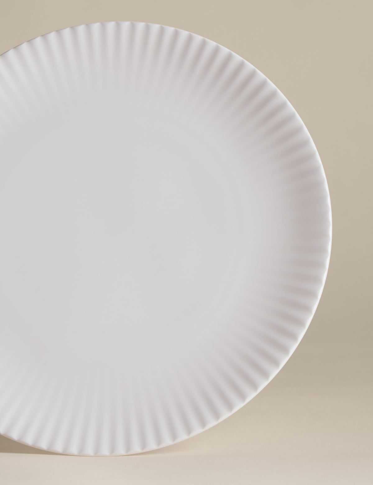 Fluted Hampton dinner plate made from china - British product