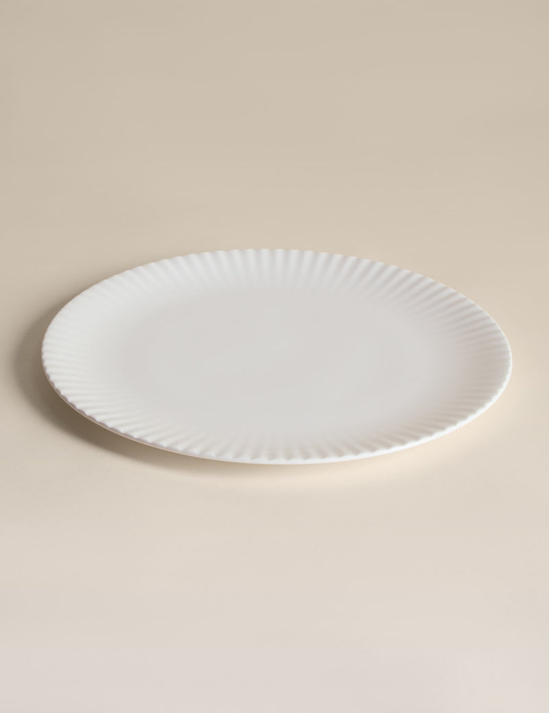 Fluted Hampton dinner plate made from china - British product
