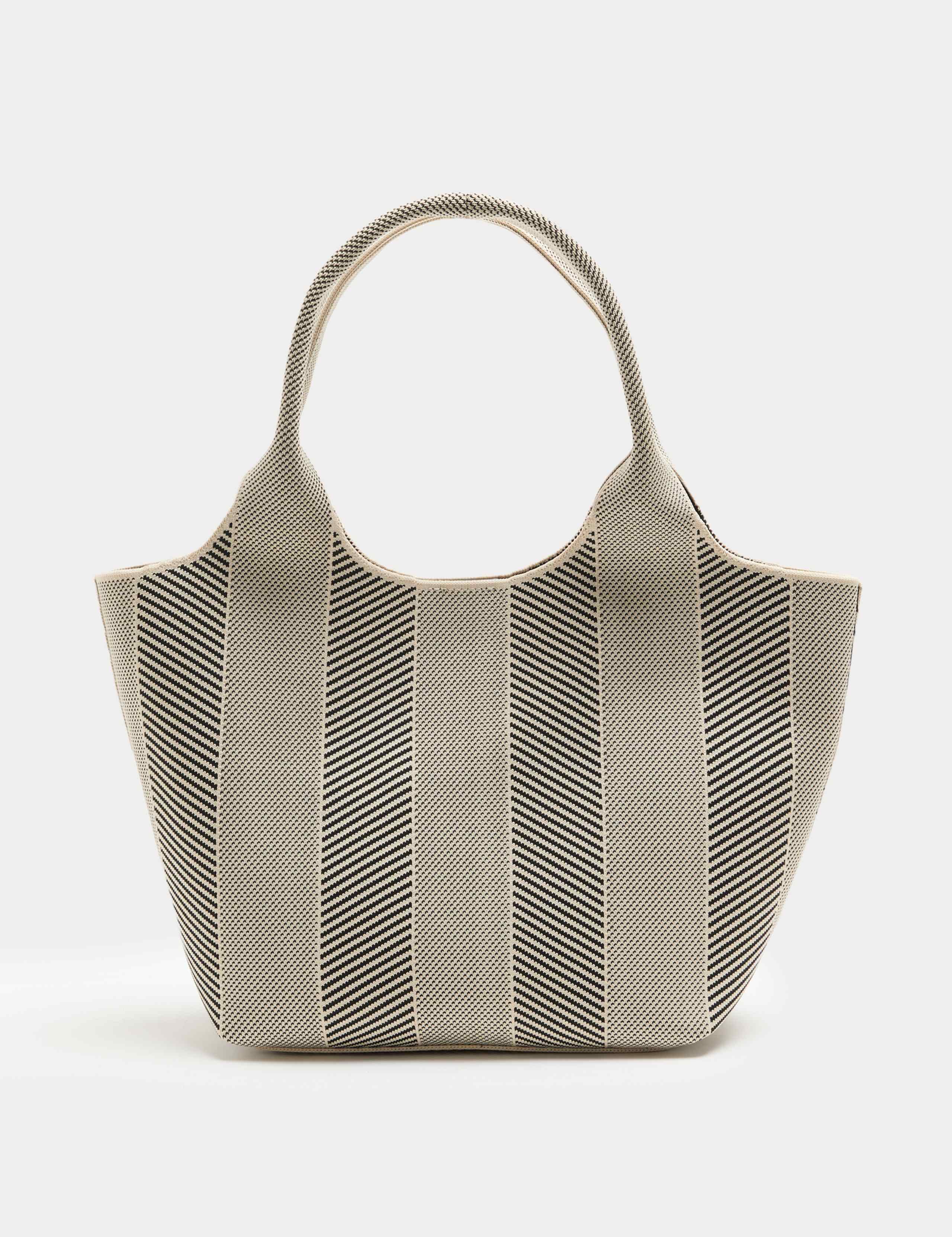 Flyknit striped top handle grab bag woven design - British product