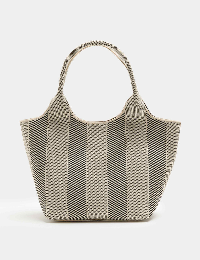 Flyknit striped top handle grab bag woven design - British product