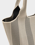 Flyknit striped top handle grab bag woven design - British product