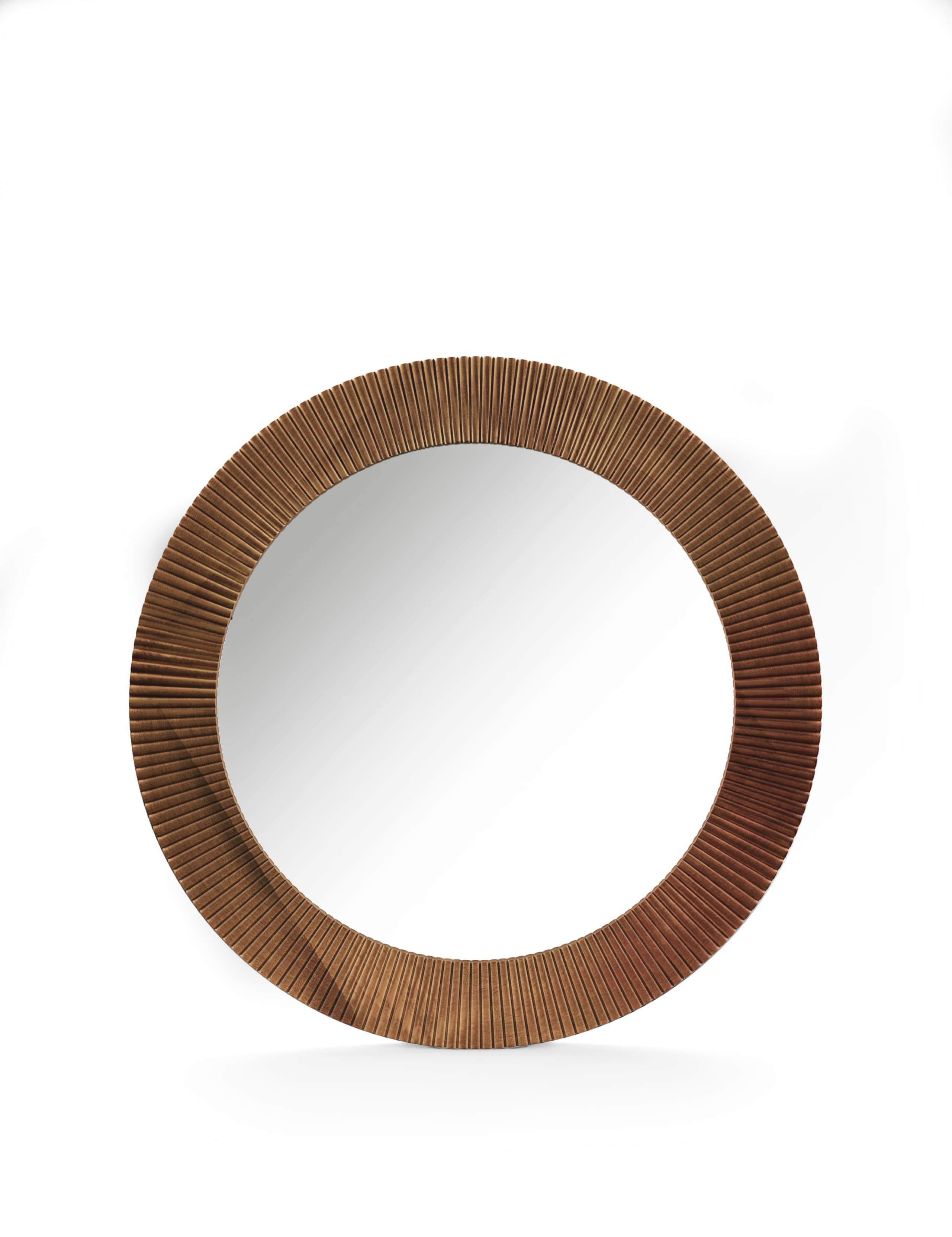 Round wall mirror with wooden frame, 80 cm diameter - British product