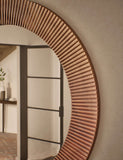Round wall mirror with wooden frame, 80 cm diameter - British product