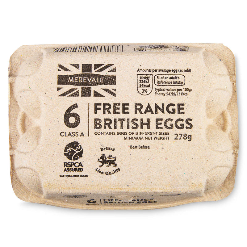 Free range eggs six pack for breakfast and baking - British product