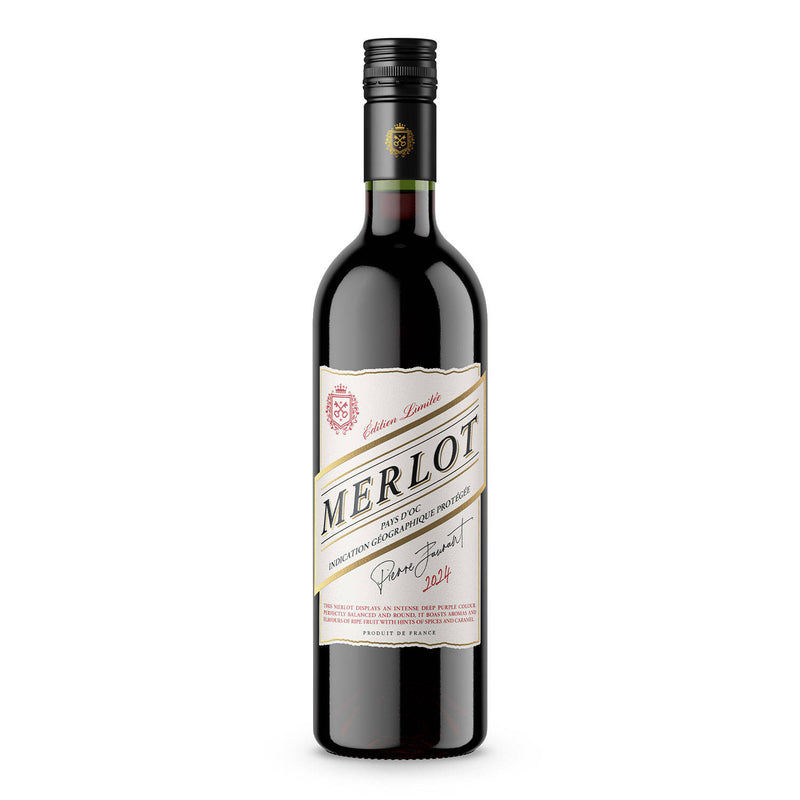French Merlot red wine bottle from France, supplied by (British brand)