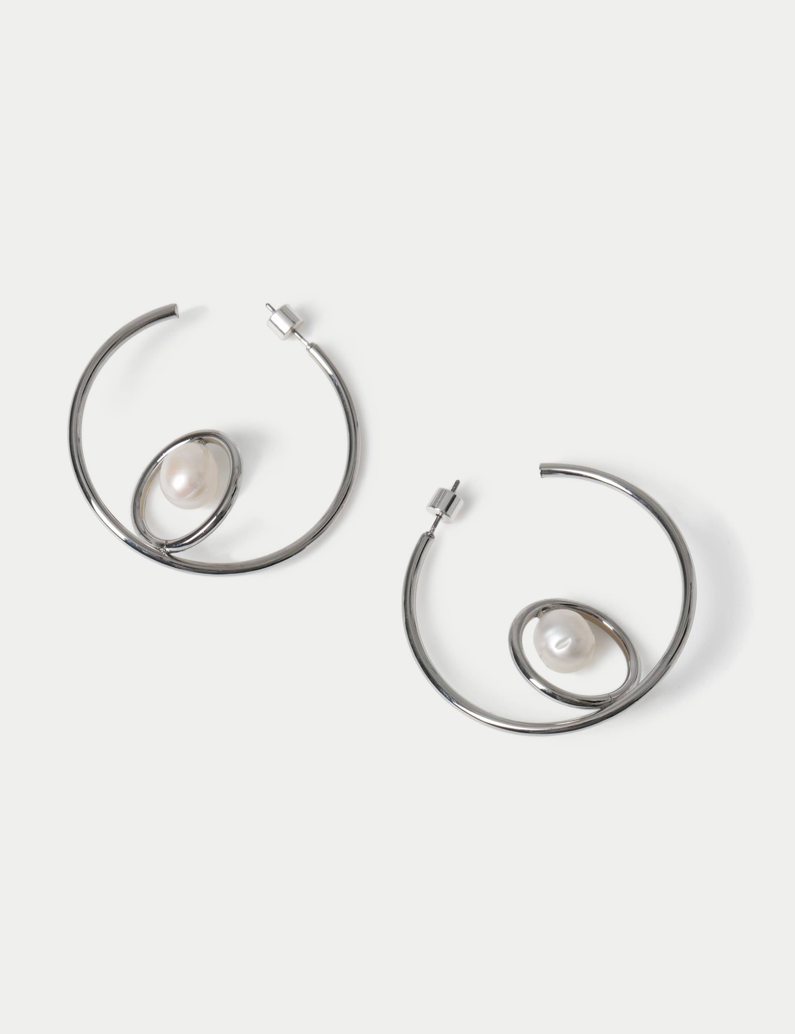 Autograph freshwater pearl hoop earrings, UK version