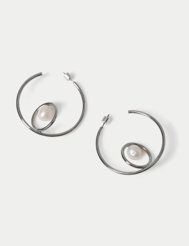 Autograph freshwater pearl hoop earrings, UK version