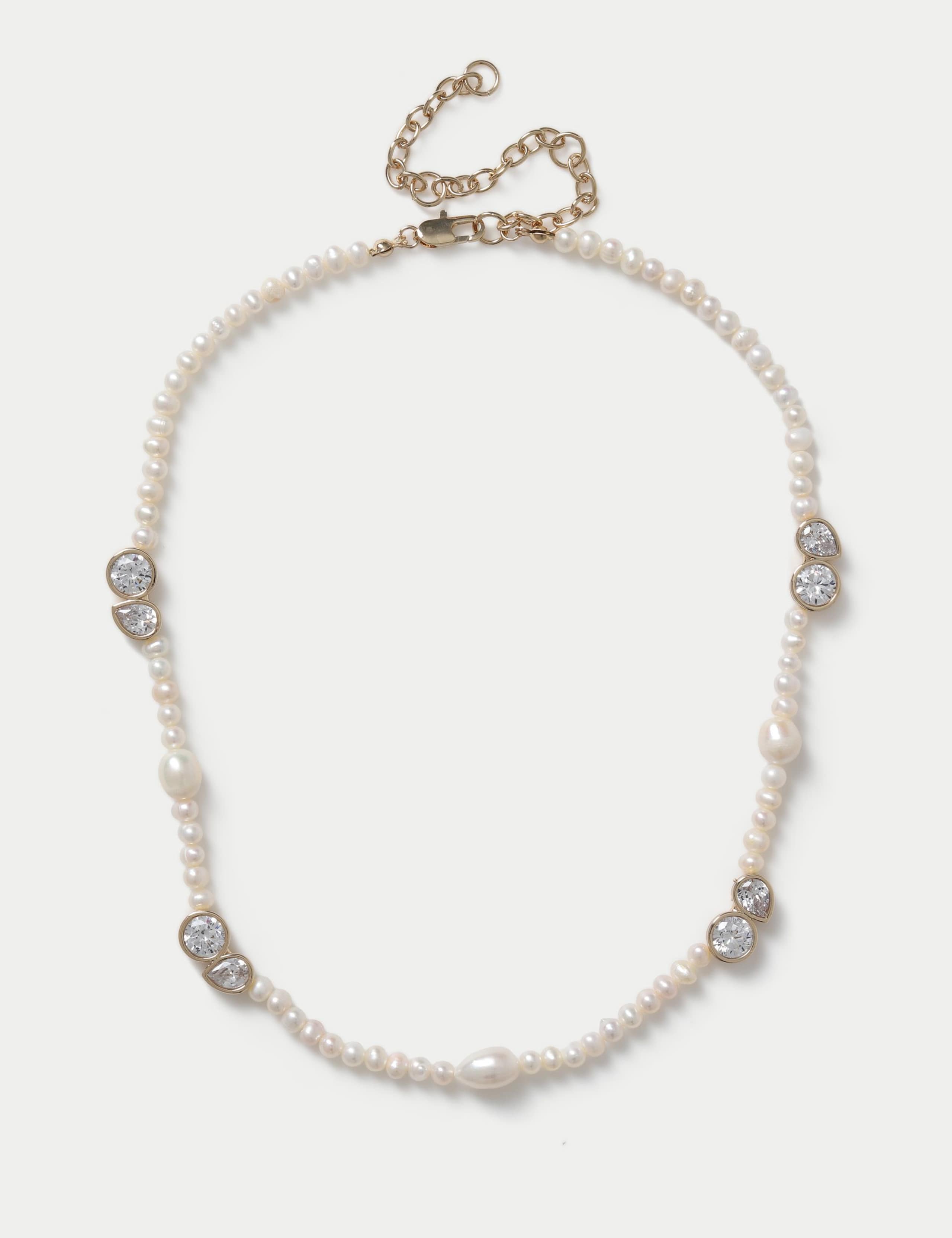 Autograph freshwater pearl cubic zirconia necklace, UK version