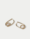 Freshwater pearl drop earrings with brass detailing - British product