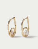 Freshwater pearl drop earrings with brass detailing - British product