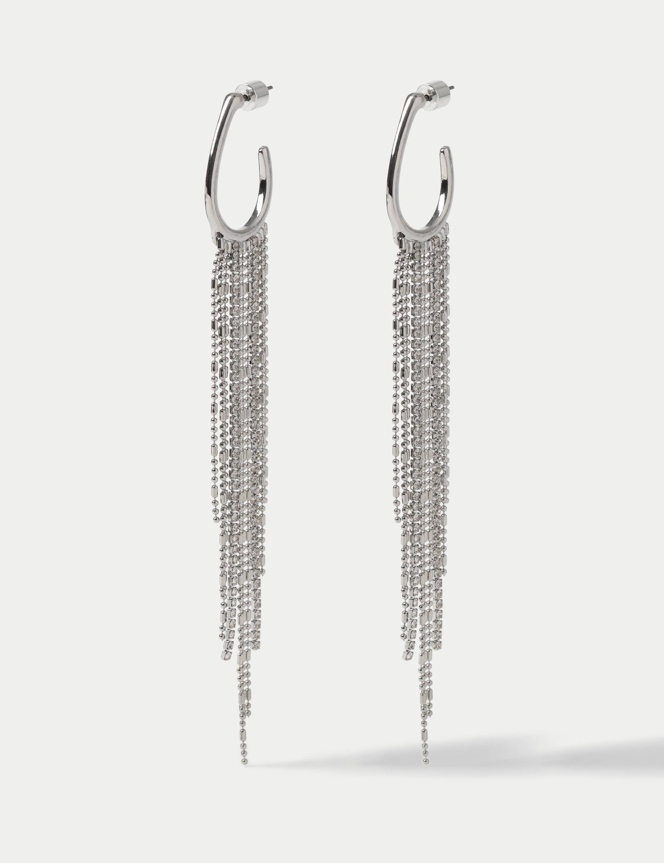 Fringe Cupchain Hoop Earrings mixed metal and glass British product