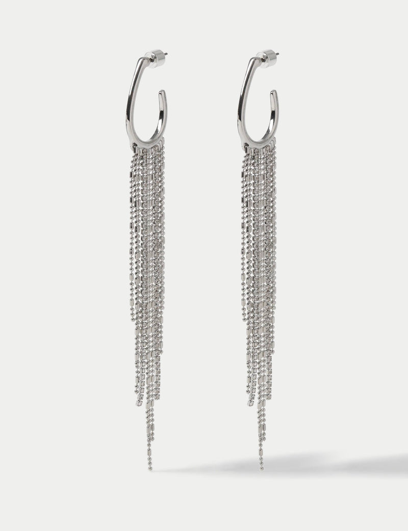 Fringe Cupchain Hoop Earrings mixed metal and glass British product