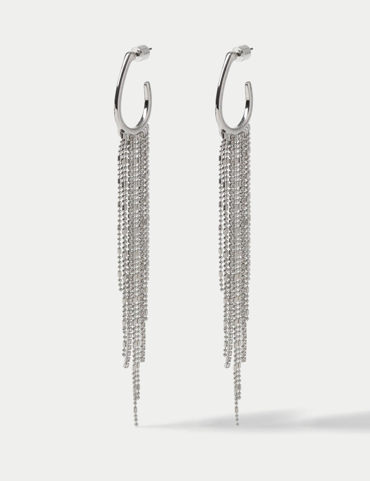 Fringe Cupchain Hoop Earrings mixed metal and glass British product