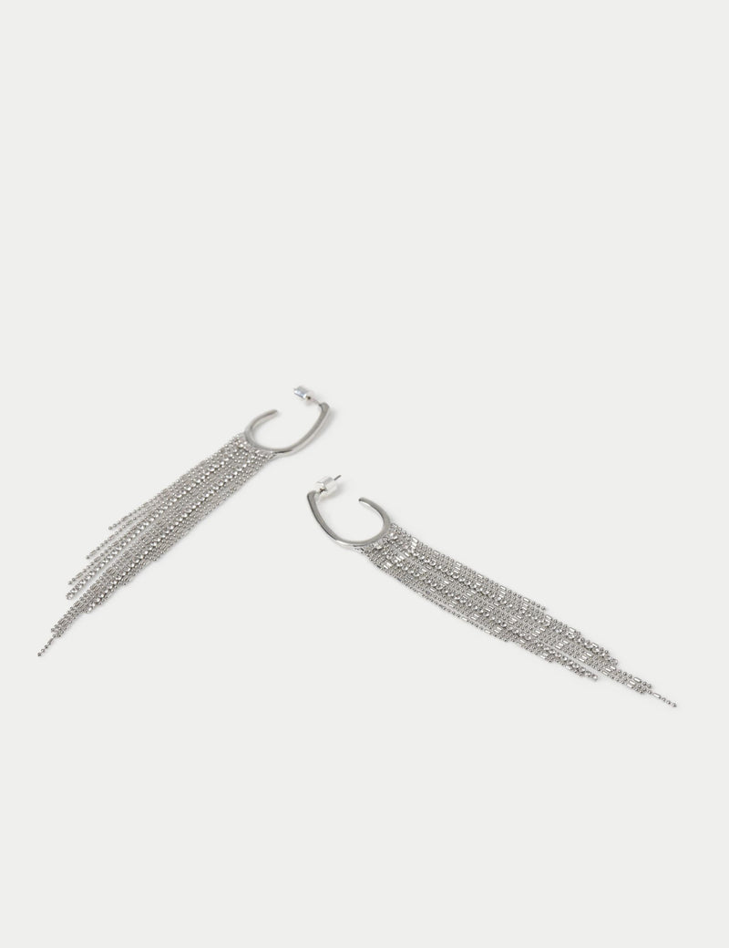 Fringe Cupchain Hoop Earrings mixed metal and glass British product