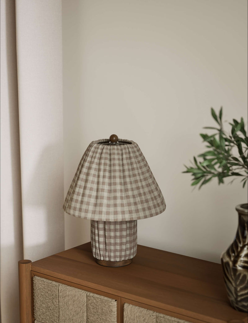 Gingham table lamp in classic check design, UK version