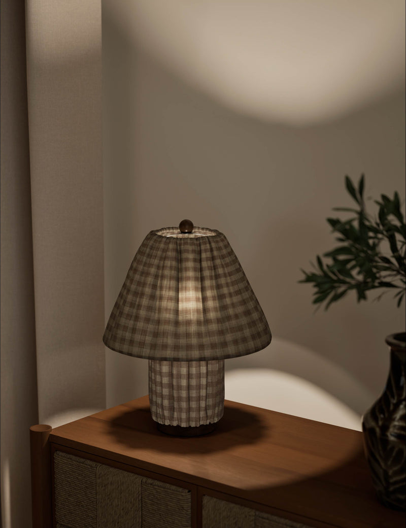 Gingham table lamp in classic check design, UK version