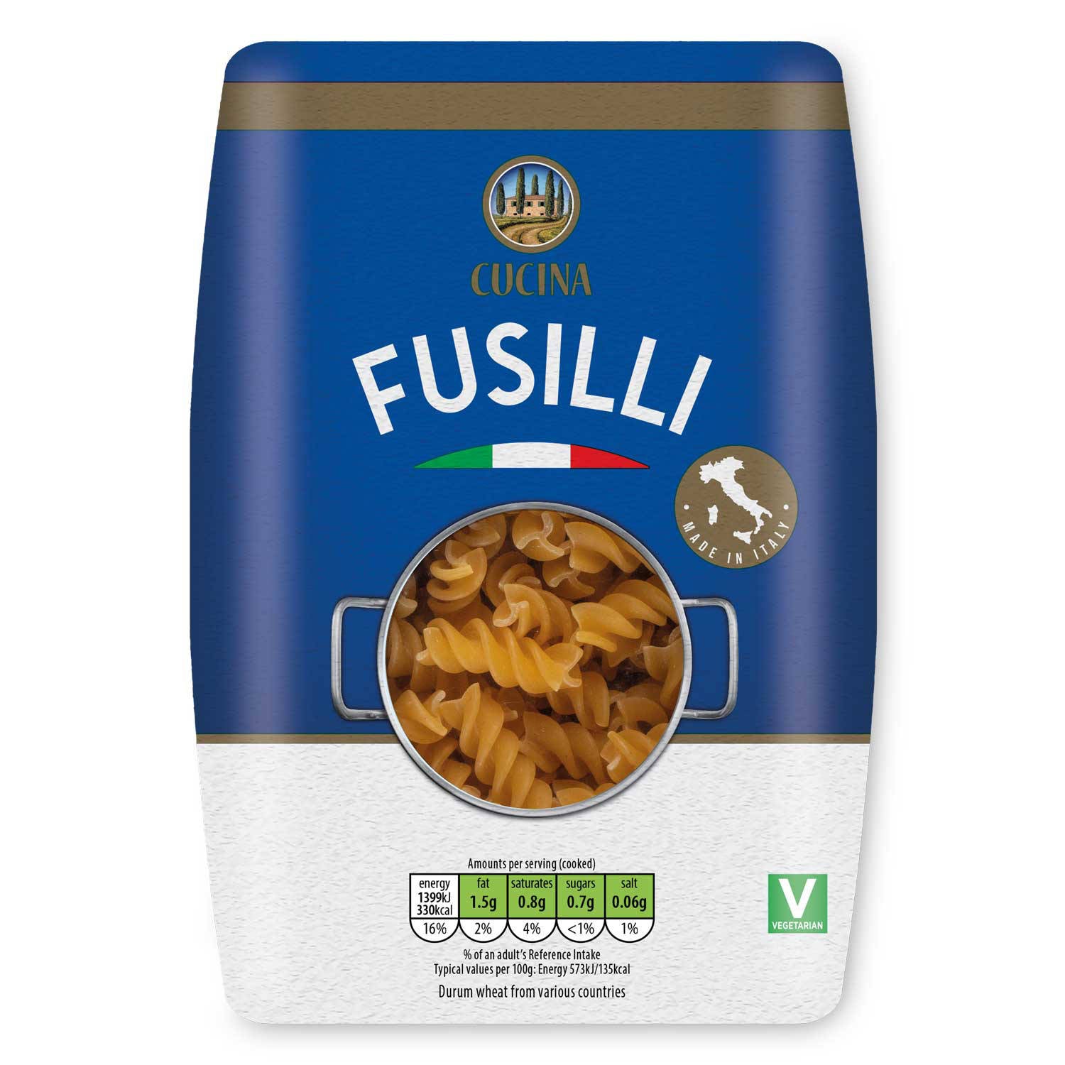 Fusilli pasta 1kg classic Italian recipe, UK version