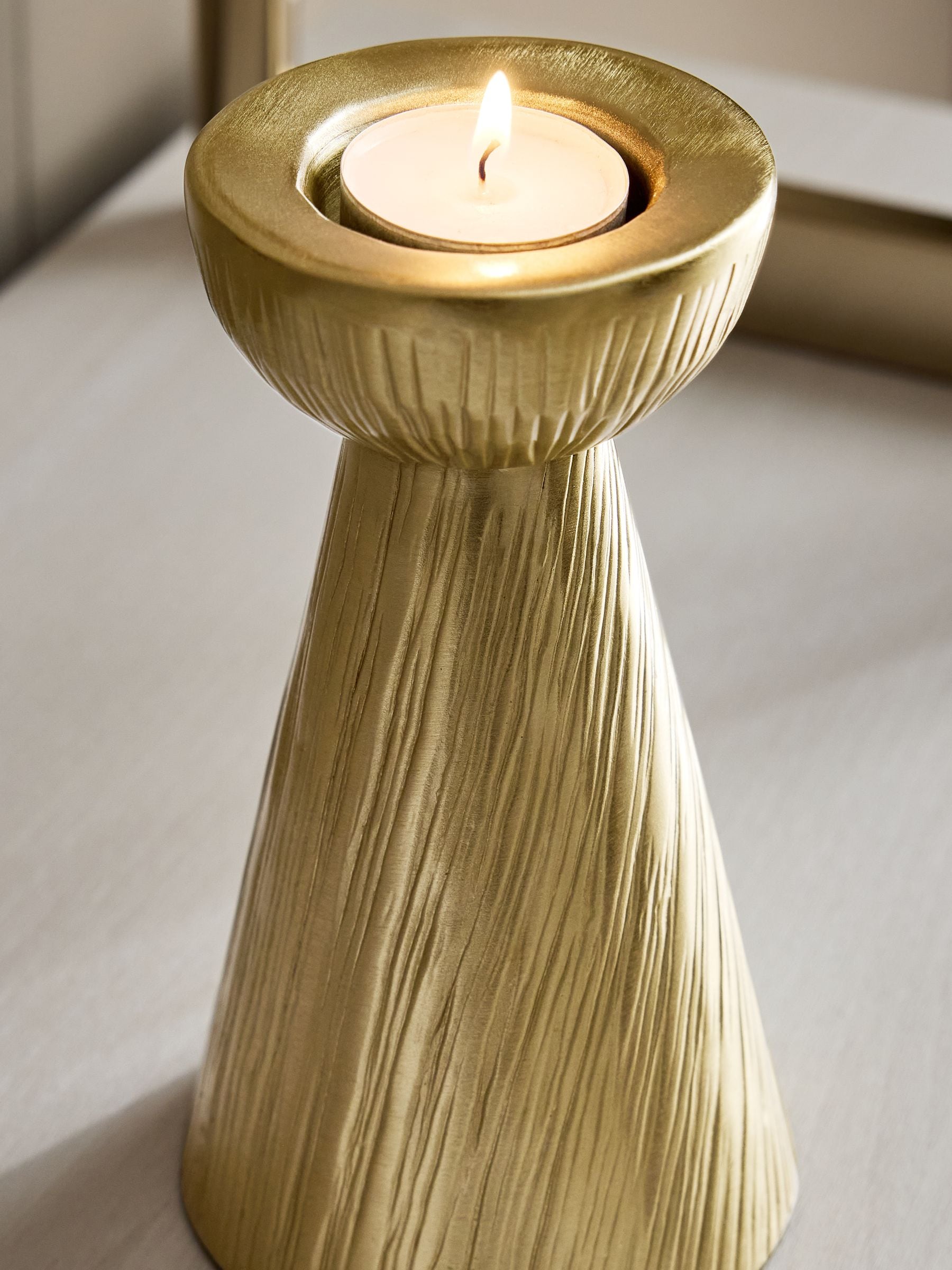 Gold metal Evie candle holder tealight (British brand)
