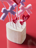 Pink felt bow and heart ornament (British brand)