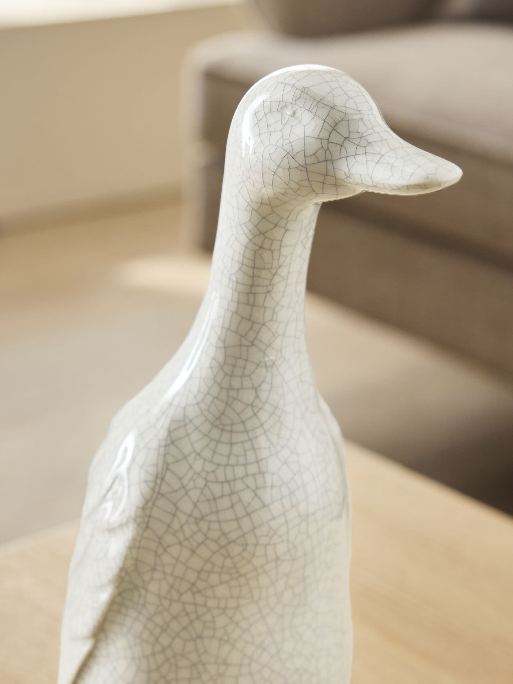 Ceramic duck ornament natural crackle glaze 24.5cm (British brand)